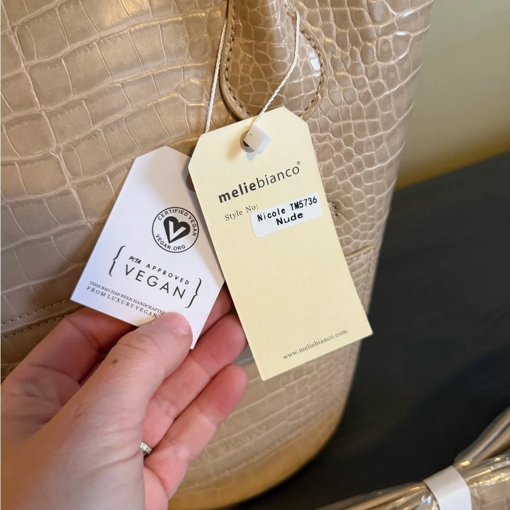 Anthropologie Melie Bianco Nicole Vegan Leather Croc Embossed Purse NEW